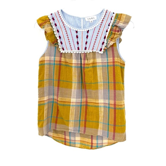 Anthropologie THML Embroidered Ruffle Sleeveless Boho Lightweight Blouse Top - Picture 2 of 7